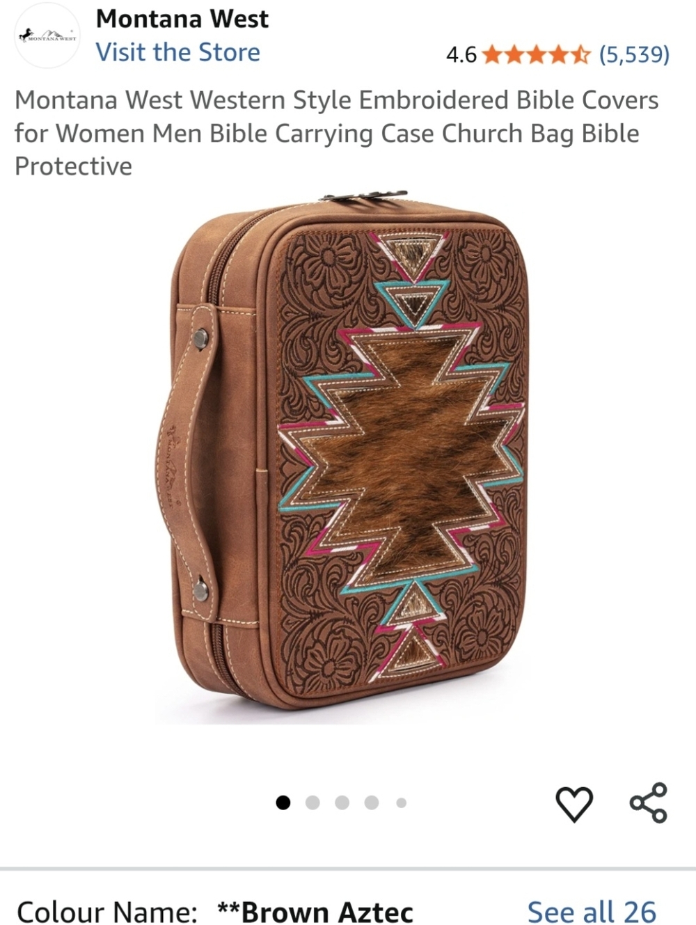 Montana West Brown Aztec Women Men's Bible Book Travel Case - Brown Cow Hide